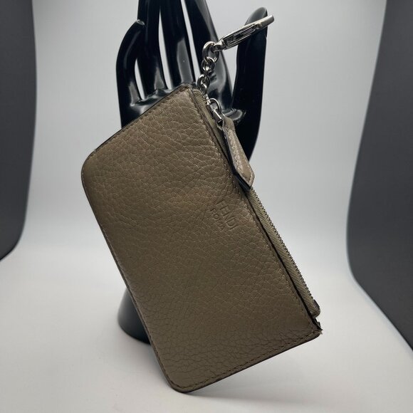 Fendi Calfskin Leather Vitello Cruise Coin Pouch Key Case in Tortora - Preowned - Picture 1 of 12